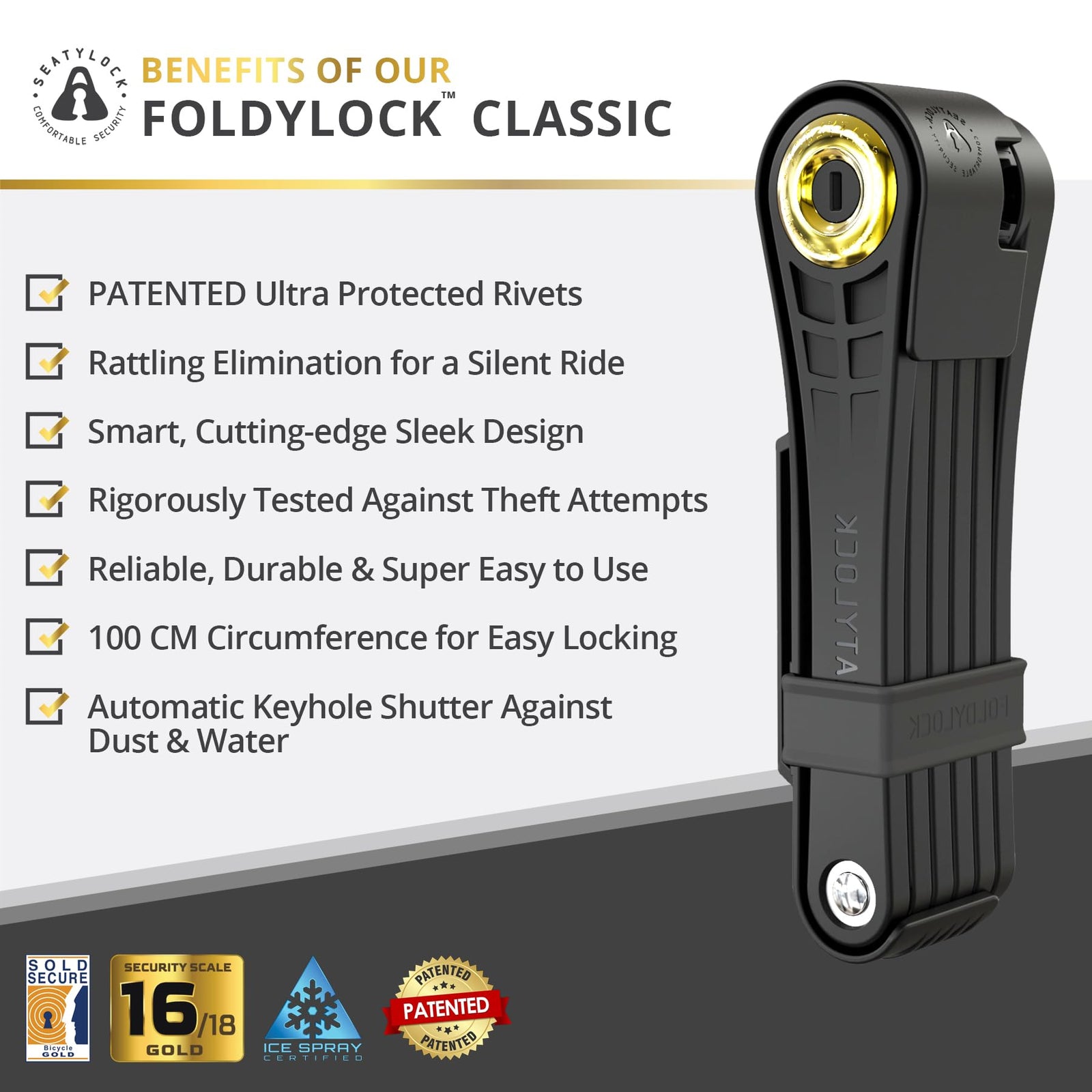 Foldylock Classic Sold Secure Gold Certified Folding Bike Lock