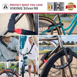 Seatylock Viking Silver 90 Patented Magnetic Bike Chain Lock with Key